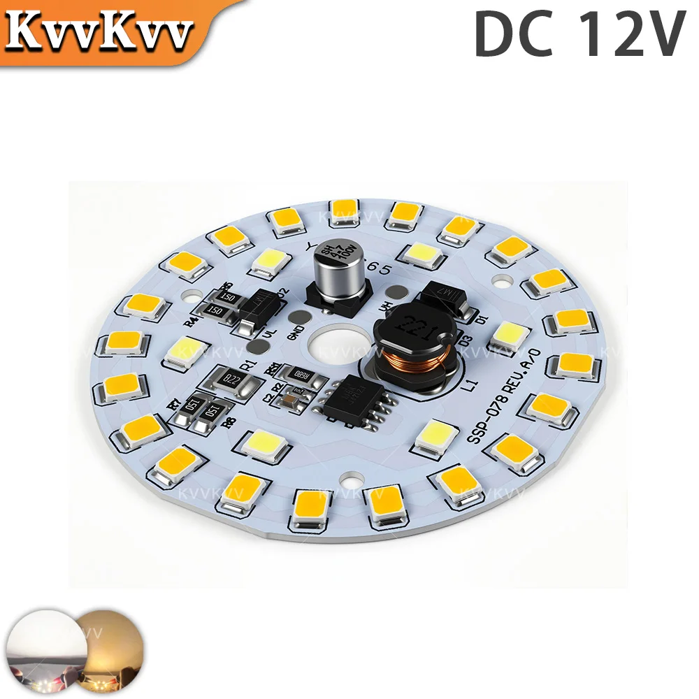 12V LED Dual-color Light Source SMD 2835 Light Board Round 50MM Warm White Light Suitable For DIY Motorcycle Home LED Bulb