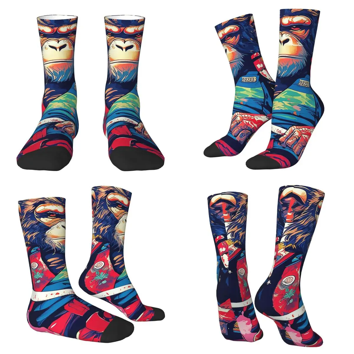 Ninja Monkey Print Socks Harajuku High Quality Stockings All Season Long Socks for Man Woman Valentine's Day Gifts
