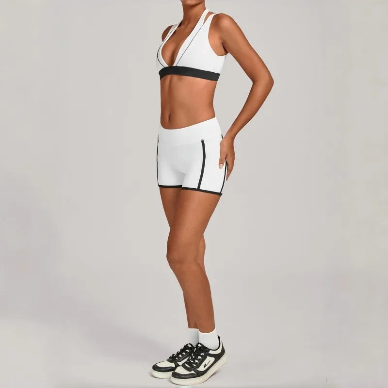 

Women's Contrasting Color Splicing Yoga Set Slimming and High Elasticity Slimming Sports Set Outdoor Leisure Running Fitness Set