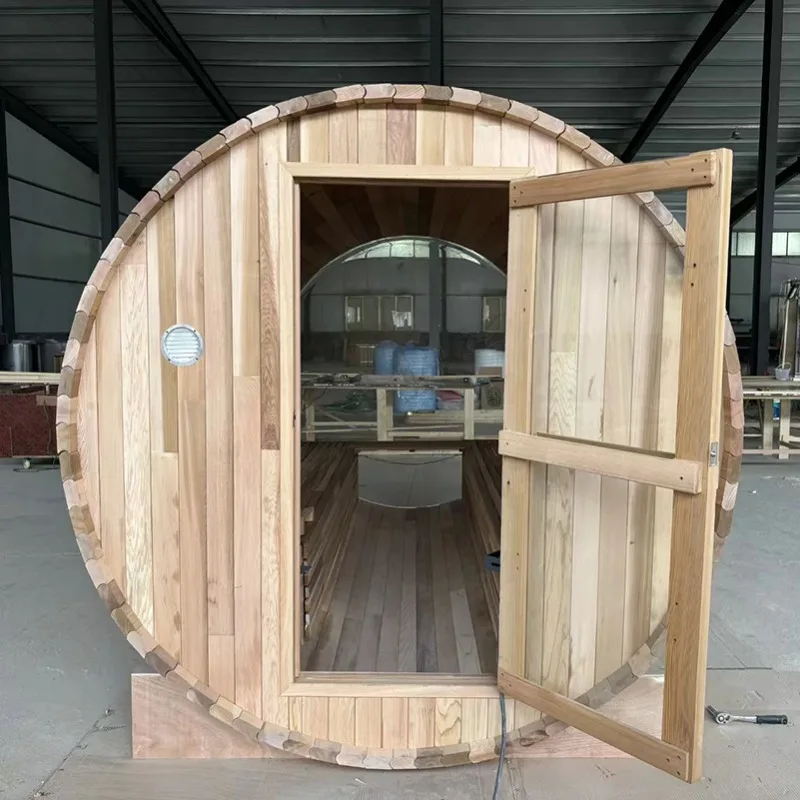Hot Selling Modern Red Cedar Smart Outdoor Sauna Cabin Stylish Dry Steam Shower Room for 1-2 Person 6kw Stove Heating