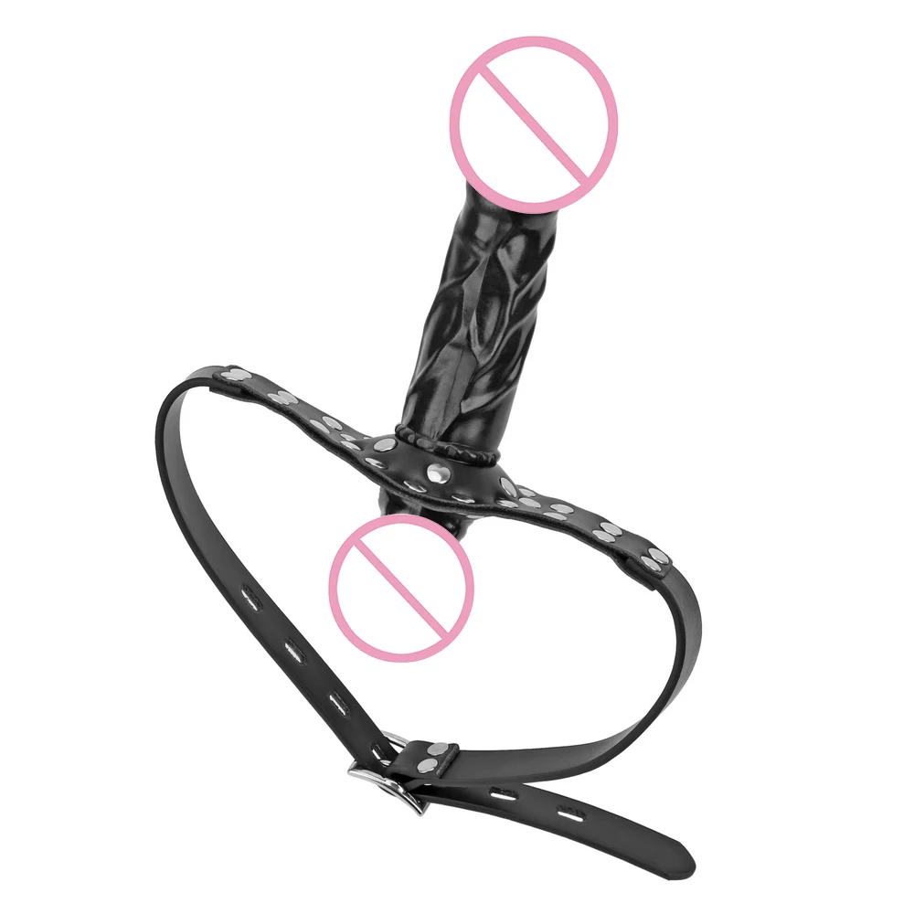 Double Ended Dildo Gag Silicone Open Mouth Gag Dildo Oral Strap On Penis Plug Harness Bdsm Bondage Adult Games Slave Sex Toys