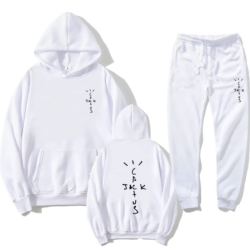 جاك كاكتوس موضة الرجال المتضخم هوديي سترة + السراويل 2 قطعة مجموعة الرجال ملابس رياضية الركض غير رسمية دعوى ملابس رياضية رجالية