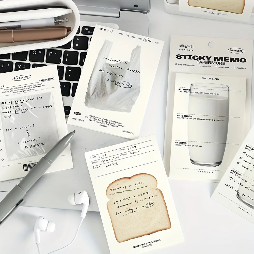 

Sticky Notes - Today's Happy Moments: Simple Breakfast Theme, Student Memo & Journal Stickers for Student