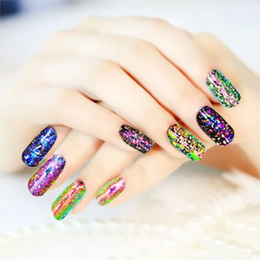 1 Box Nail Art Chamäleon Pailletten Laser Silber Glitzer Holographische Flocken Paillette Galaxy Spiegel Pulver Funkelnder glänzender Laser Glitzer