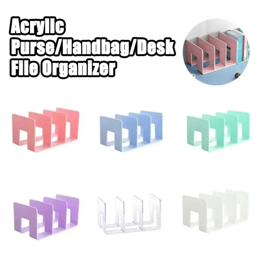 Acrylic Material Desktop Bookstand Transparent 3/4 Sections Divider Bookshelf Sturdy Durable Purse/Handbag Organizer