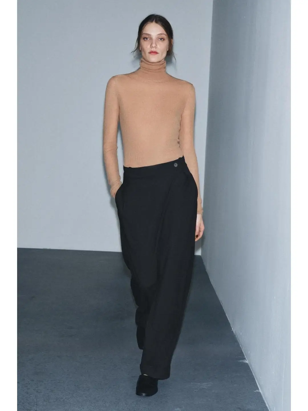 Casual commuter sle assimétrico cintura calças versátil meados de cintura solta ajuste senhoras faion outono inverno nova chegada