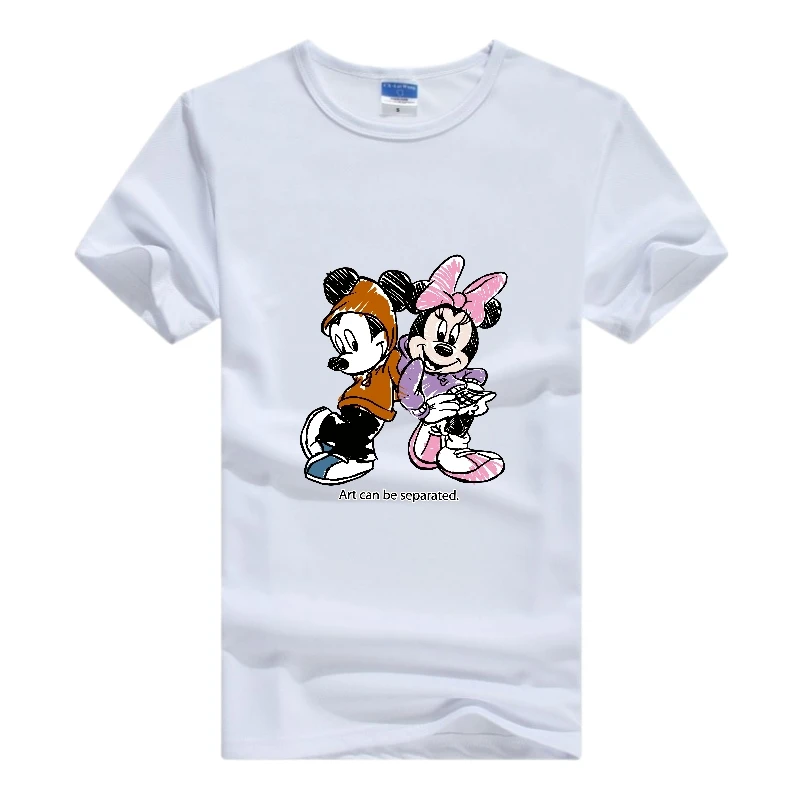 Cute Mickey Mouse Disneypland Cartoon Mens Tshirts Short Sleeve Tops Summer White Tees Woman Clothes Streetwear Plus Size Blouse