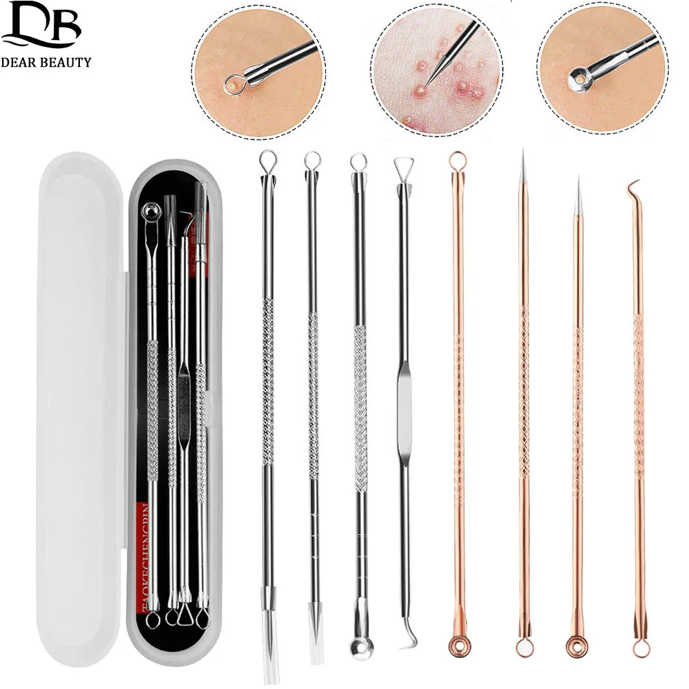 4PCS Acne Needle Set Black Dots Pimple Blackhead Remover Comedone Extractor Pore Cleaner Face Cleaning Tools Skin Care Products