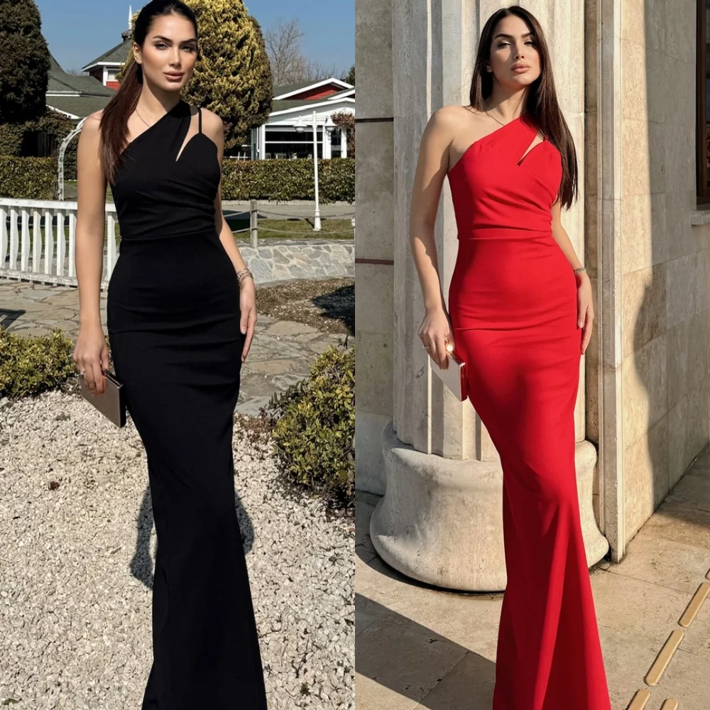 Gaun Prom Satu Bahu Jersey Klasik Kustom Kualitas Tinggi untuk Wanita Arab Saudi Gaun Malam 2025 Gaun Pesta Putri Duyung