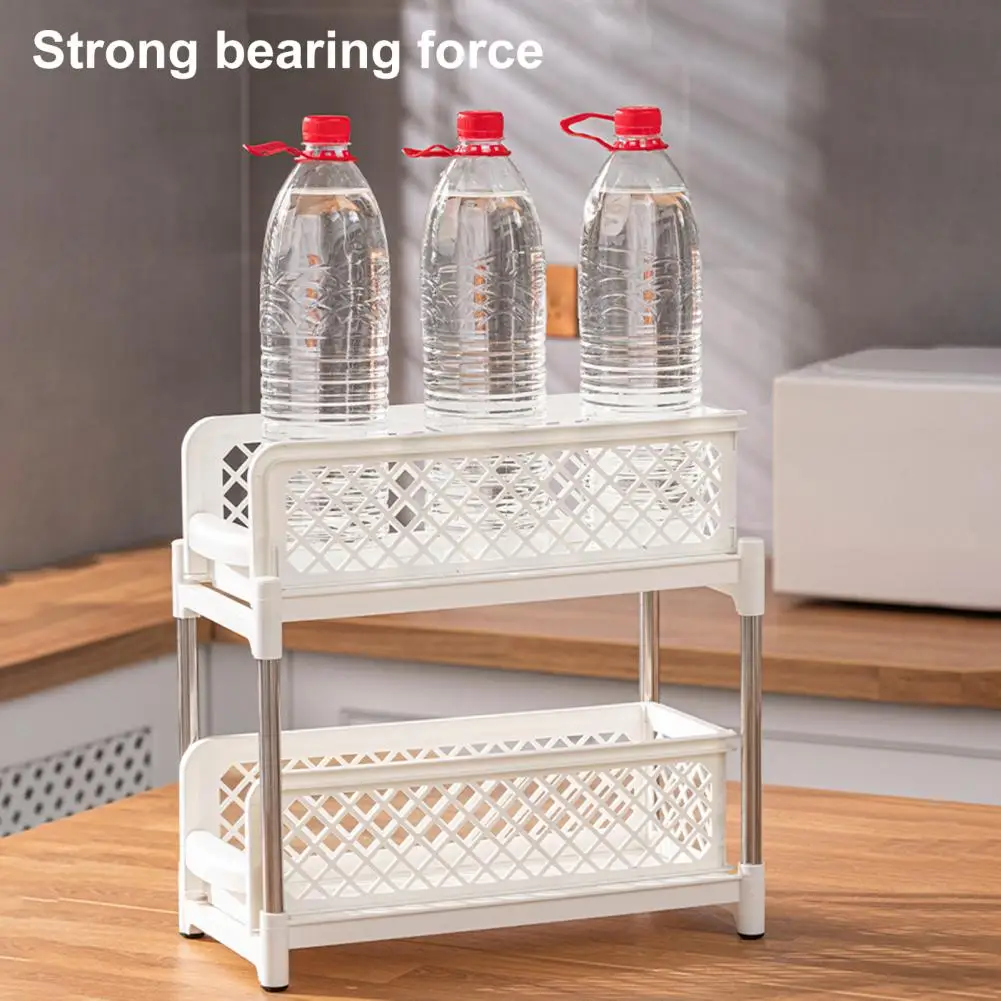 Bathroom Sink Storage Solution Double-layer Under-sink Organizer Rack with Capacity Strong Load-bearing for Easy Assembly