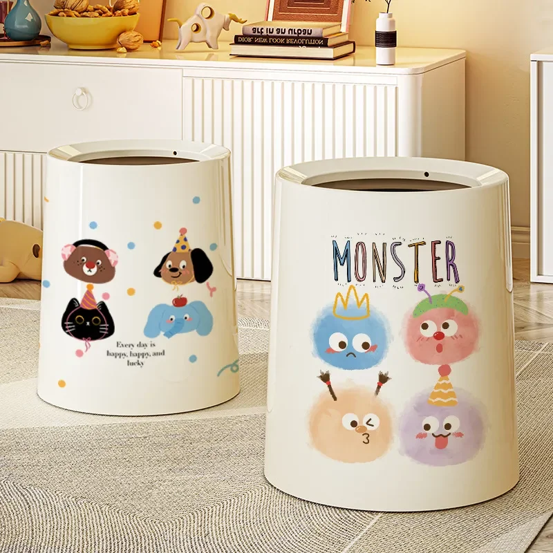 Creative Cute Trash Can with Lid for Living Room Bedroom Kitchen Bathroom High Value Household Waste Bin 2025 New Design