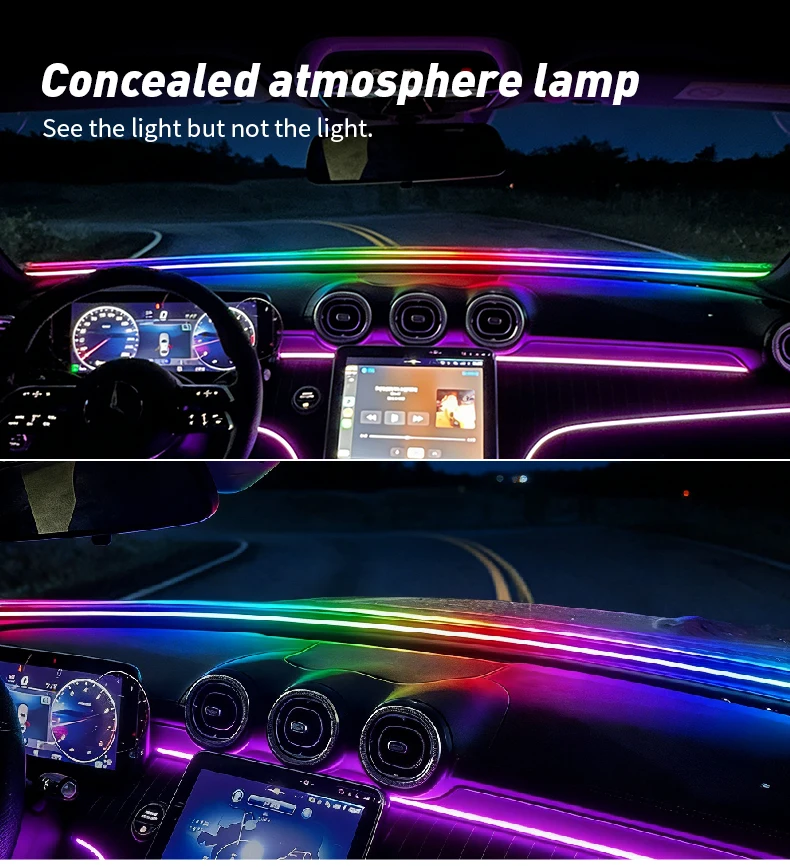 Auto-LED-Ambientelicht 140/150cm Frontscheibe Silikon-LED-Streifen Symphony mit Scanning USB Atmosphären-Kit App/Fernbedienung – Detail 9
