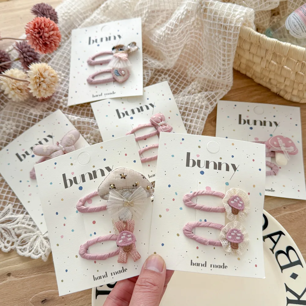 2Pcs/set Kids Kawaii Love Butterfly BB Clips Cute Pink Hair Clips Girls Barrettes Hairpins Headwear Children Hair Accessories