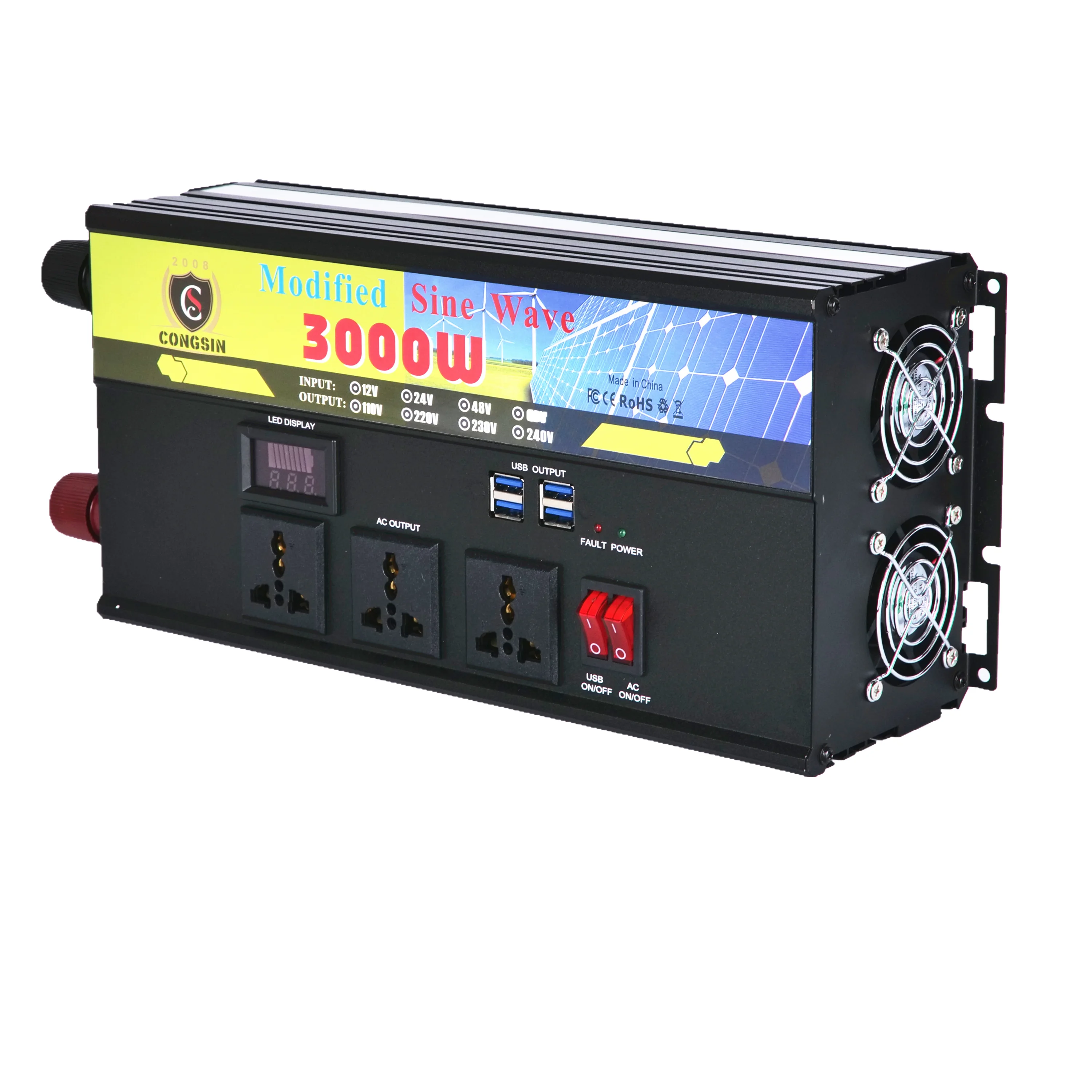 3000W Inverter DC AC Converter Peak Power 6KW Off Grid Modified Sine Wave Inverter with LED Display