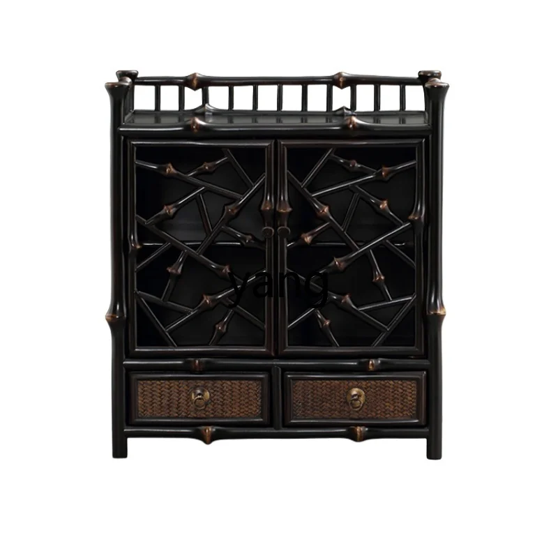 LMM bamboo boutique tea cabinet tea ceremony cultural play tea set storage rack