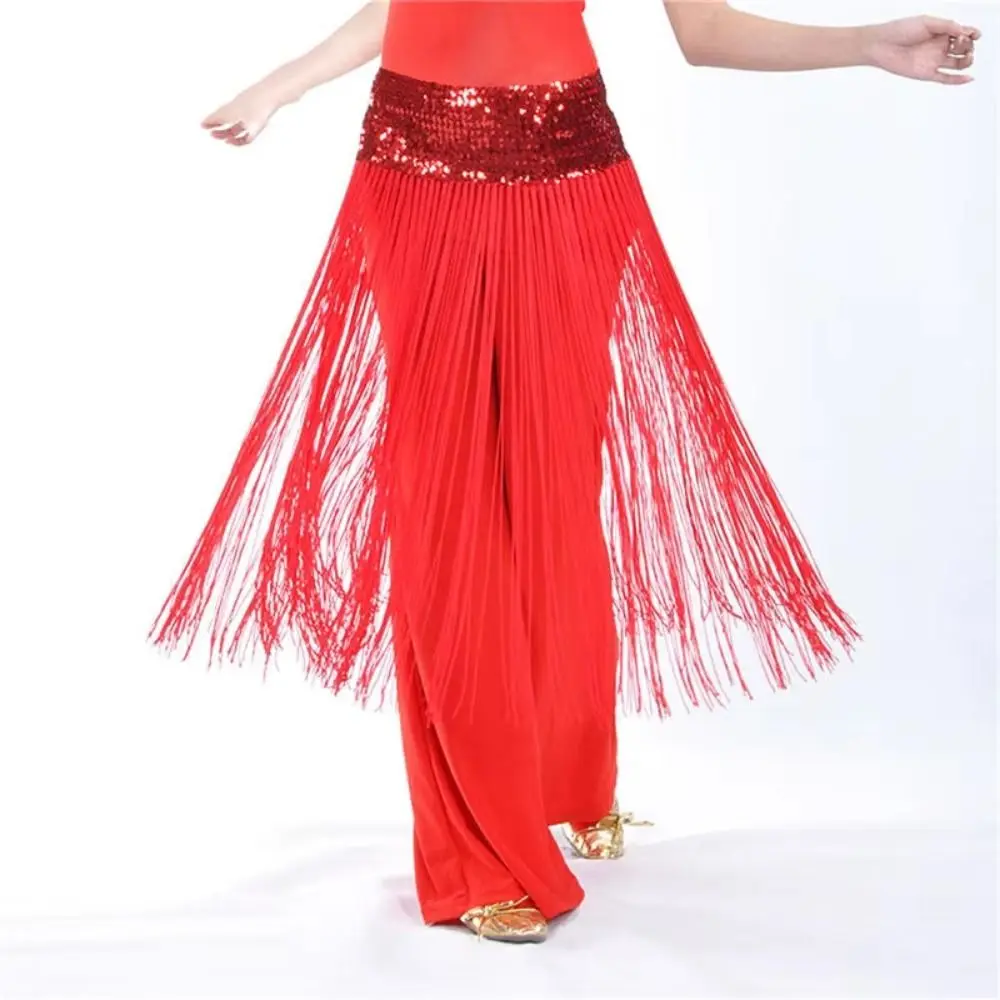 Creatieve Buikdans Riem Glitter Pailletten Wikkelrok Buikdans Hippe Sjaal Lange Kwast Klassieke Hippe Sjaal Rok Latin Dancewear