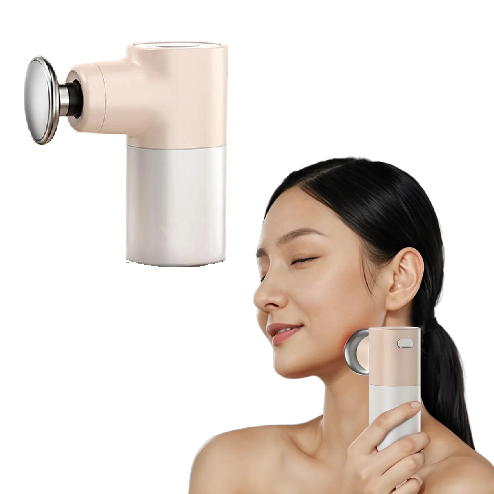 New Hot Compress Fascia Gun Mini Muscle Relaxer Portable Smart Massage Gun 5 Massage Head Music Function