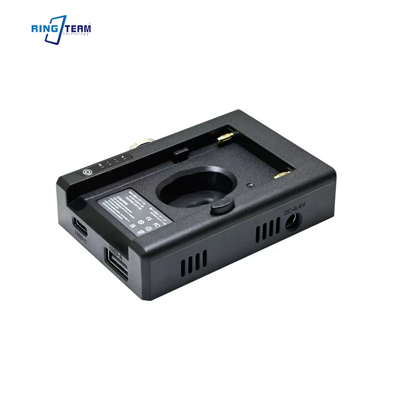 NP-F Battery Charger Battery Adapter Plate with DC12V DC8V USB-A Output Cold Shoe Adapter 1/4 Inch Screw Hole