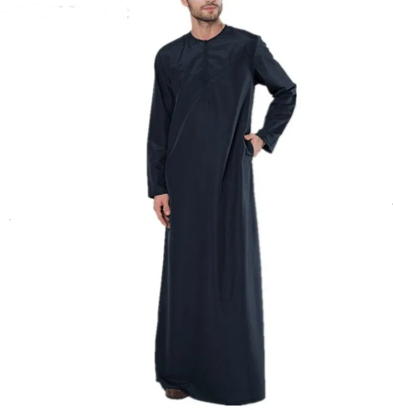 Islamische arabische muslimische Kaftan Männer Langarm Reiß verschluss lose Abaya Roben Saudi-Arabien Dubai Jubba Thobe Männer Kleidung