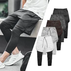 2 in 1 Compression Pants Mens basketball shorts Leggings sport Running Shorts High Elastic Dry Fit Training Tights Jogging Pants