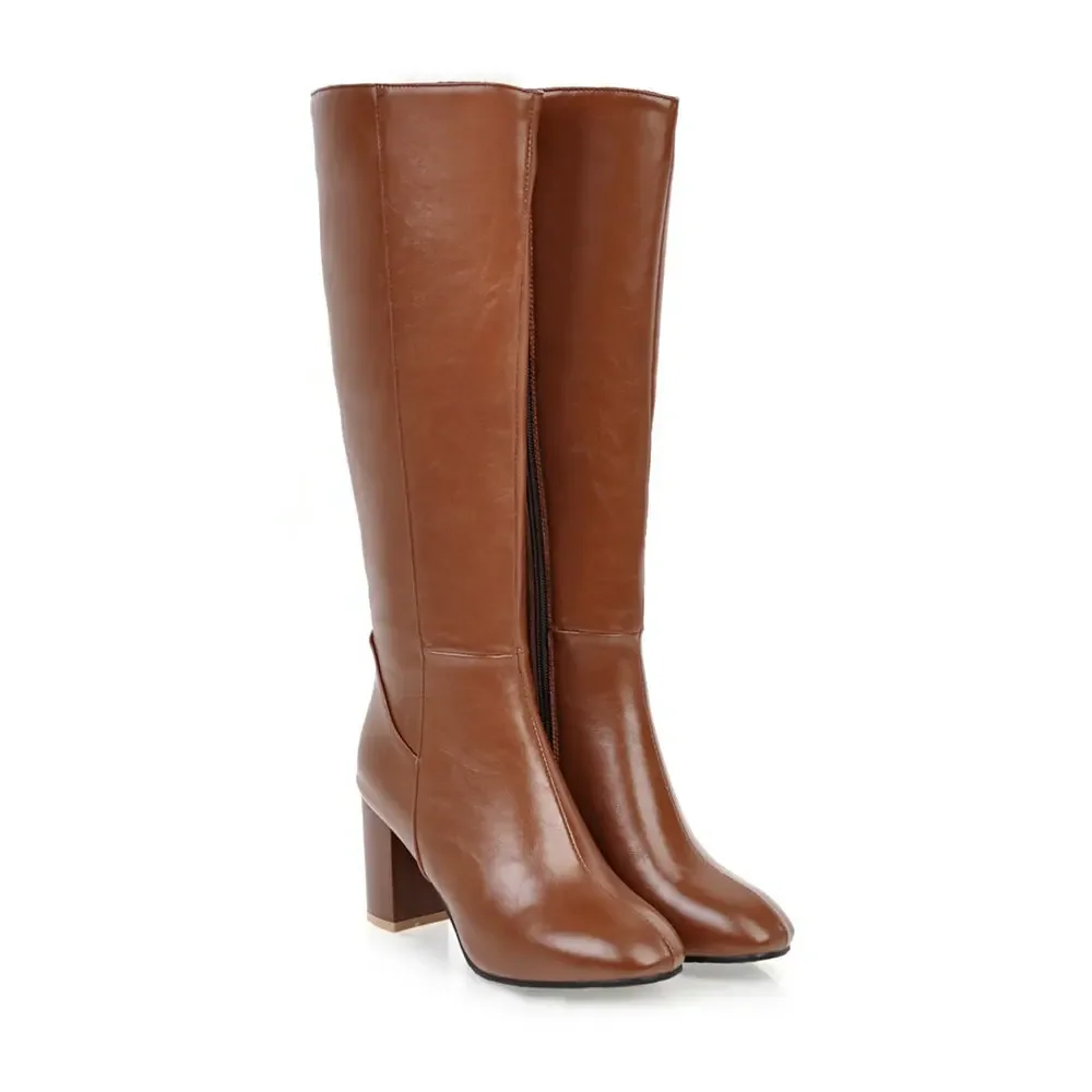 Botas hasta la rodilla para Mujer, zapatos cálidos De tacón alto, Botas finas a la moda, Size34-45 grande, invierno, 2022