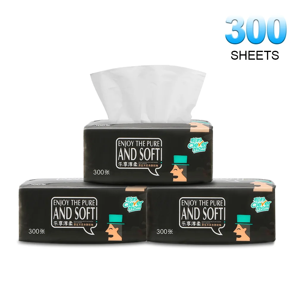 Household Pure Wood Pulp Paper Towel Disposable Dinner Table Napkins Tissue 4 Layers 300 Sheets Toilet Paper