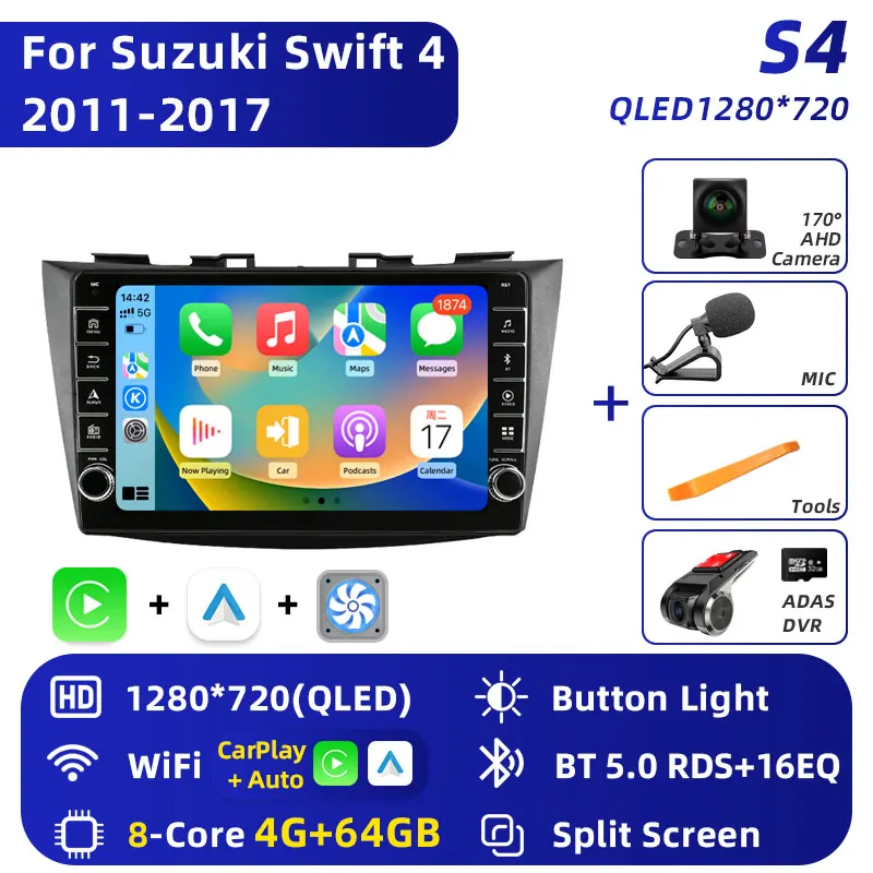 Voor Suzuki Swift 4 2011 - 2017 Autoradio Intelligente Android 16 Auto Multimedia Video Player Stereo CarPlay GPS navigatie 2 Din
