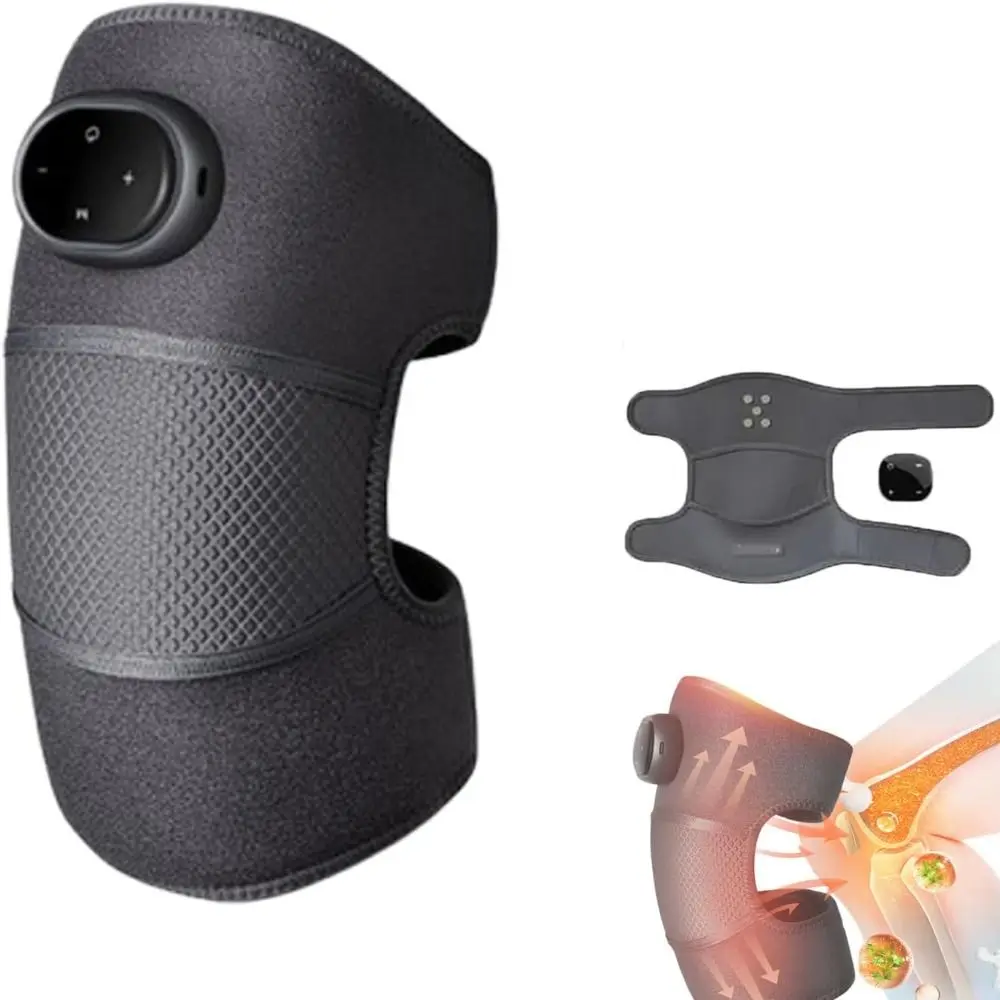 Deep Muscle Relief Electric Knee Massager Breathable 5 Temp Levels Cordless Massager 3 Modes Electric Far-Infrared Heating Pad