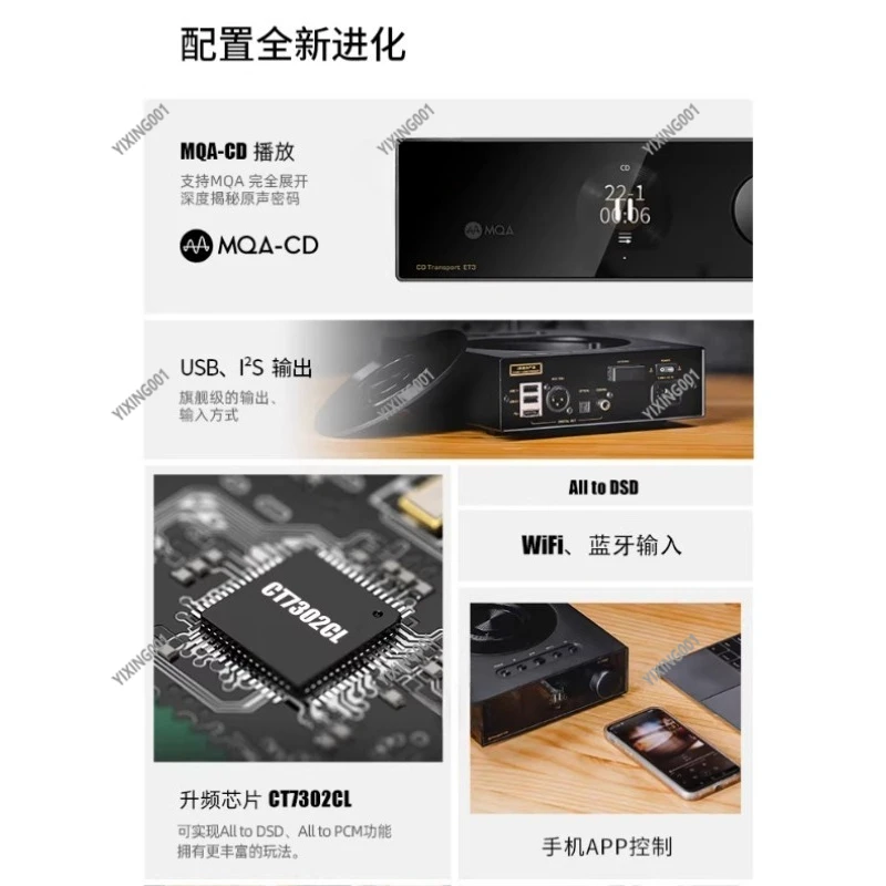 Wireless HIFI CD Player ET3 Bluetooth 5.0 WiFi HD Audio Digital Turntable Music Player