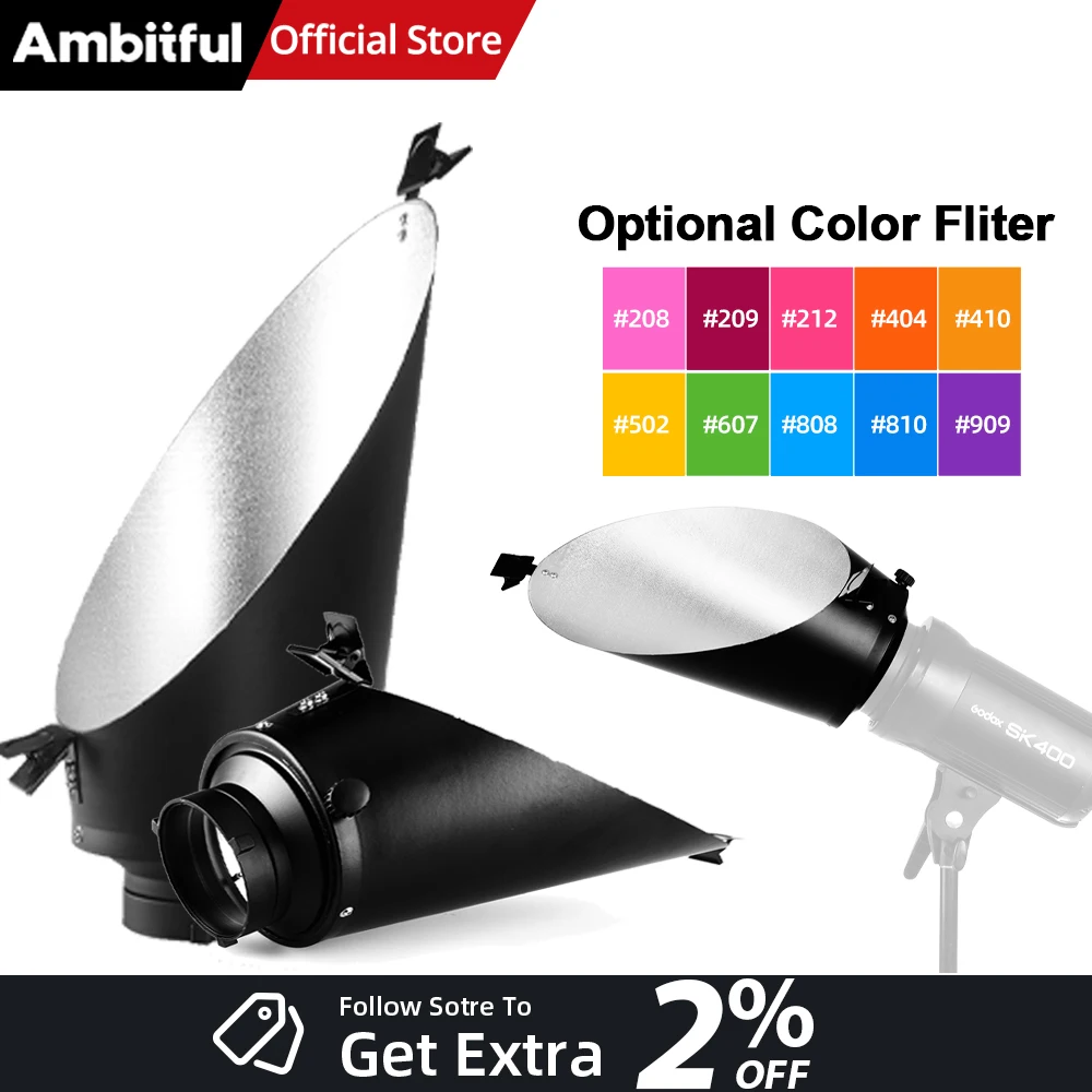 

Студийная вспышка, косой отражатель, отражатель, фоновая крышка отражателя с зажимом, крепление Bowens + цвет левой бумаги