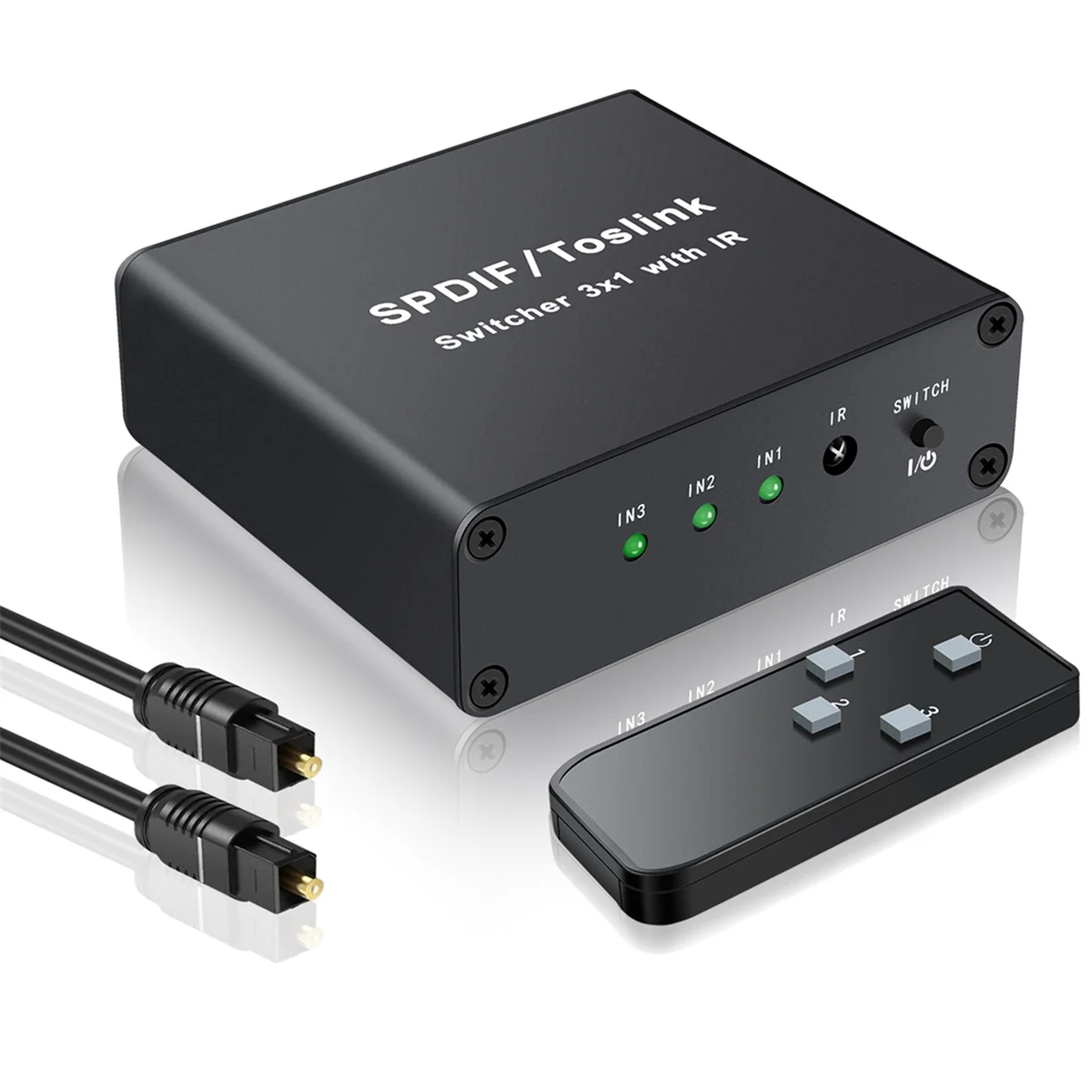 

Digital Audio Optic Fiber Switcher 3 in 1 Out SPDIF Optical Fiber 3-Input and One-Output with Remote Control 3x1toslink