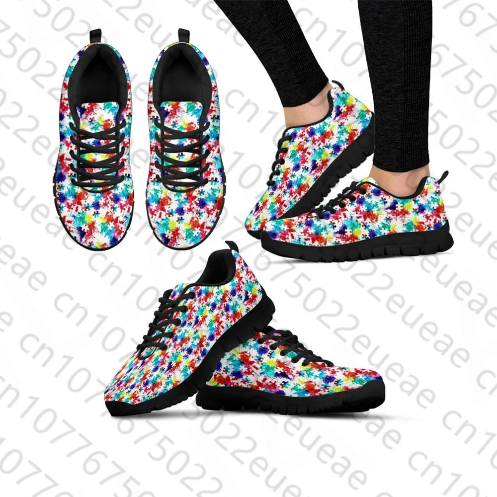 HYCOOL Spring Mesh Sports Sneakers For Women Autism Awareness Watercolor Splatter Designs Comfort Anti-Skid Female Run Chaussure