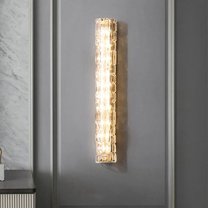 

Crystal LED Wall Lights Cpper Foyer Bedside TV Background Wall Sconce Rectangle Home Lighting Fixtures Nordic Lamp Dropshipping