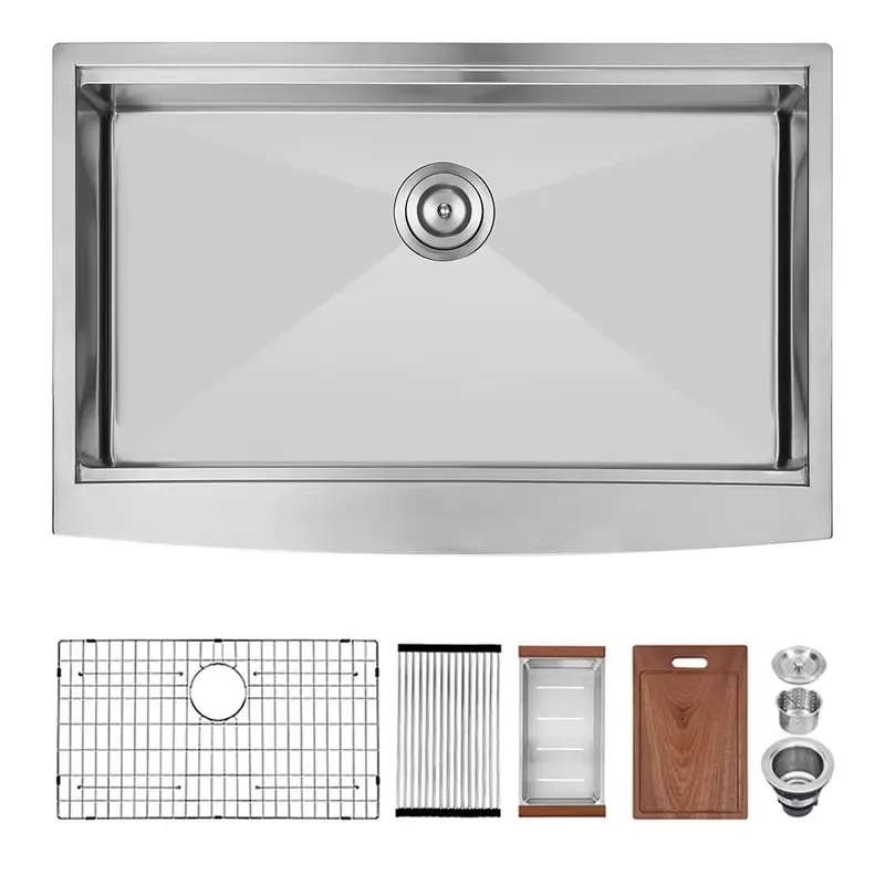 Modern Design Kitchen Sink SUS 304 Stainless Steel Farmhouse Apron Front Sink 33x22 Inch Direct From Factory