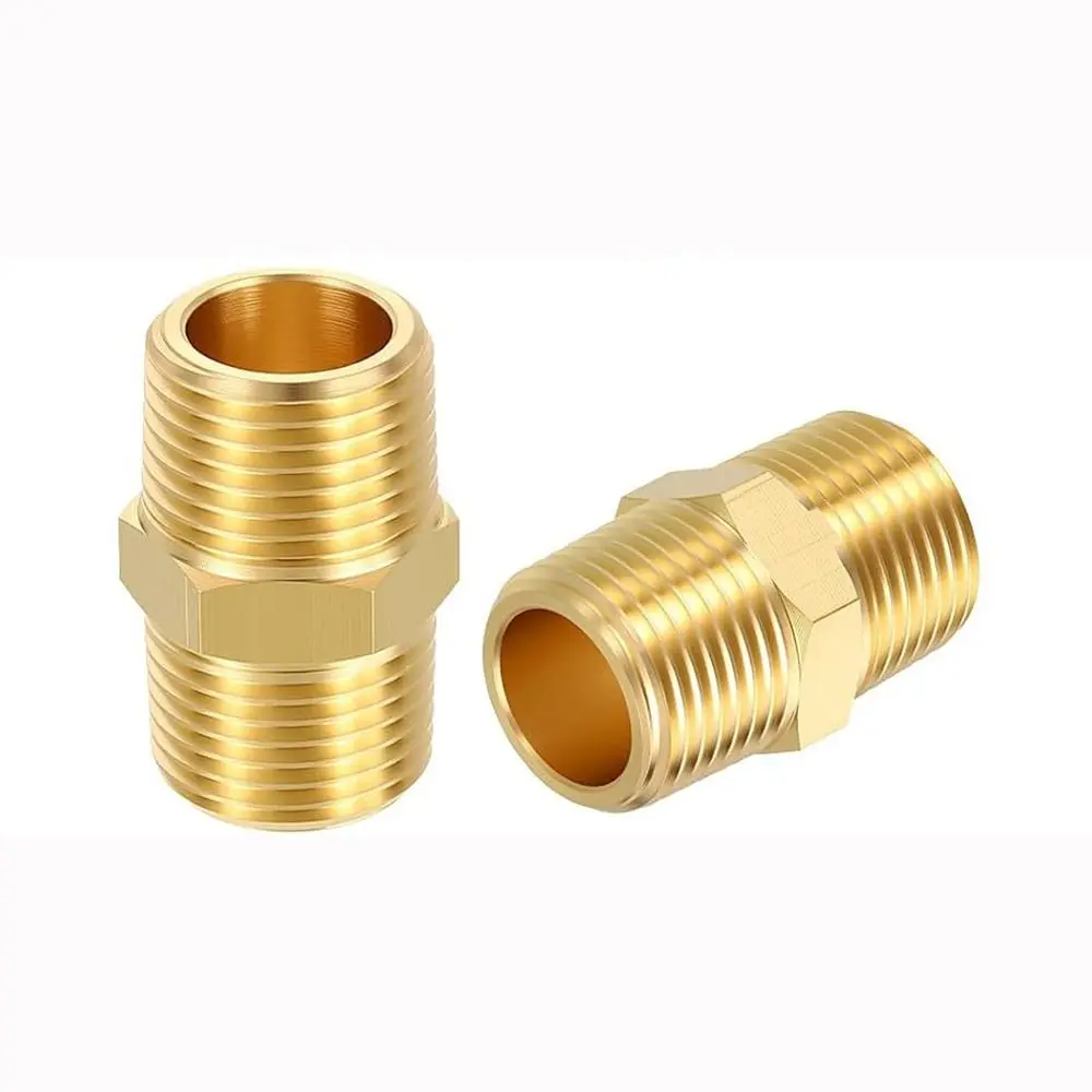 Durable Brass Brass Nipple 1/8'' 1/4'' 3/8'' 1/2'' 3/4'' 1'' NPT Male Thread Pipe Fitting Hex Brass Hex Fitting
