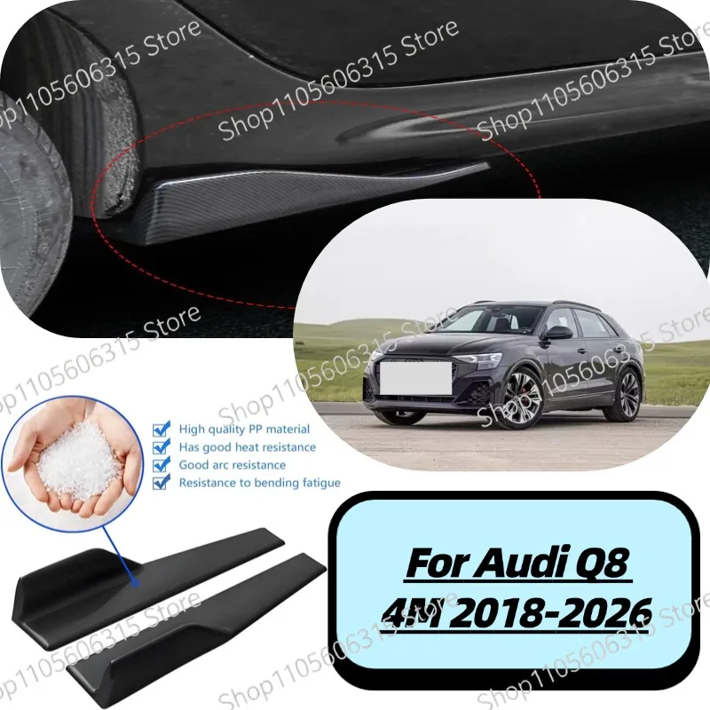 48cm Rear Bumper Splitter Apron Spoiler Side Skirt Extension Lip For Audi Q8 4M 2018-2026 Car Styling Accessories