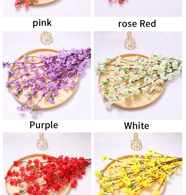 1/3/5 stücke Künstliche Pfirsichblüte Zweig Frühling Pflaume Kirschblüte Seidenblume Baum Dekoration Hause Hochzeit DIY Dekoration – Detail 6