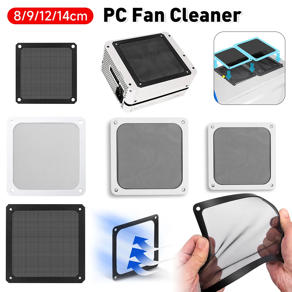 

8-14cm Magnetic Frame Dust Filter Dustproof Mesh Cover Net Guard with Hole for PC Computer Case Cooling Fan Power Accessories