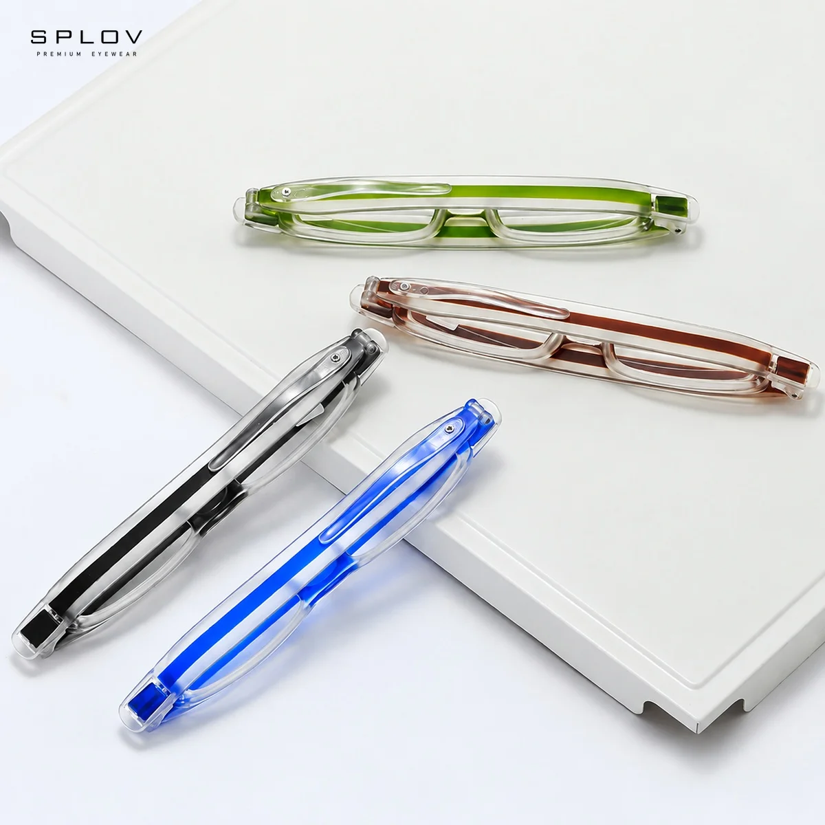 SPLOV Folding Reading Glasses 360 Rotating Portable Oval Full Frame PC Readers for Men Women Seniors Diopters +1.00 To +4.00