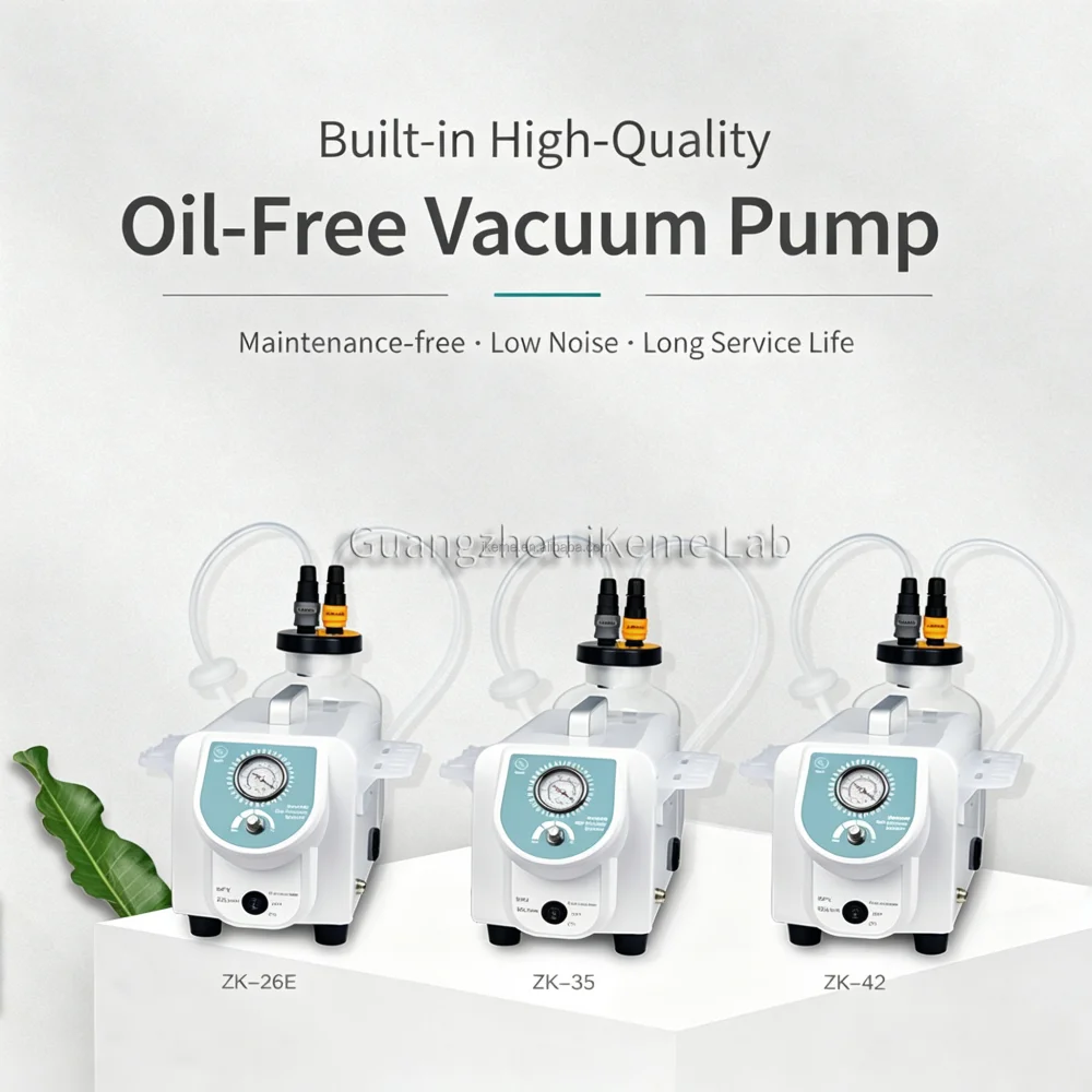 IKEME High Throughput Liquid Suction Vacuum Pump 26L Oil-Free with PTFE Filter 6 Suction Tips for Cell Culture Waste Fluid Pump