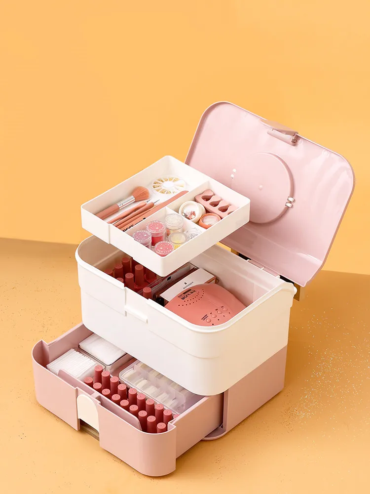 Large Capacity Nail Art Tools Storage Box Manicure Organizer Jewelry Nail Gel Polish Pen Container Holder Manicure Tools Case