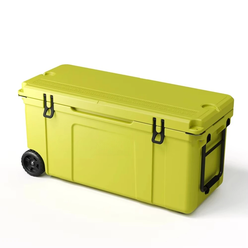 Portable 120L Beach Fishing Cooler Custom Rotomolded Wheeled Ice Chest with Thermal Feature for Food Storage for Camping