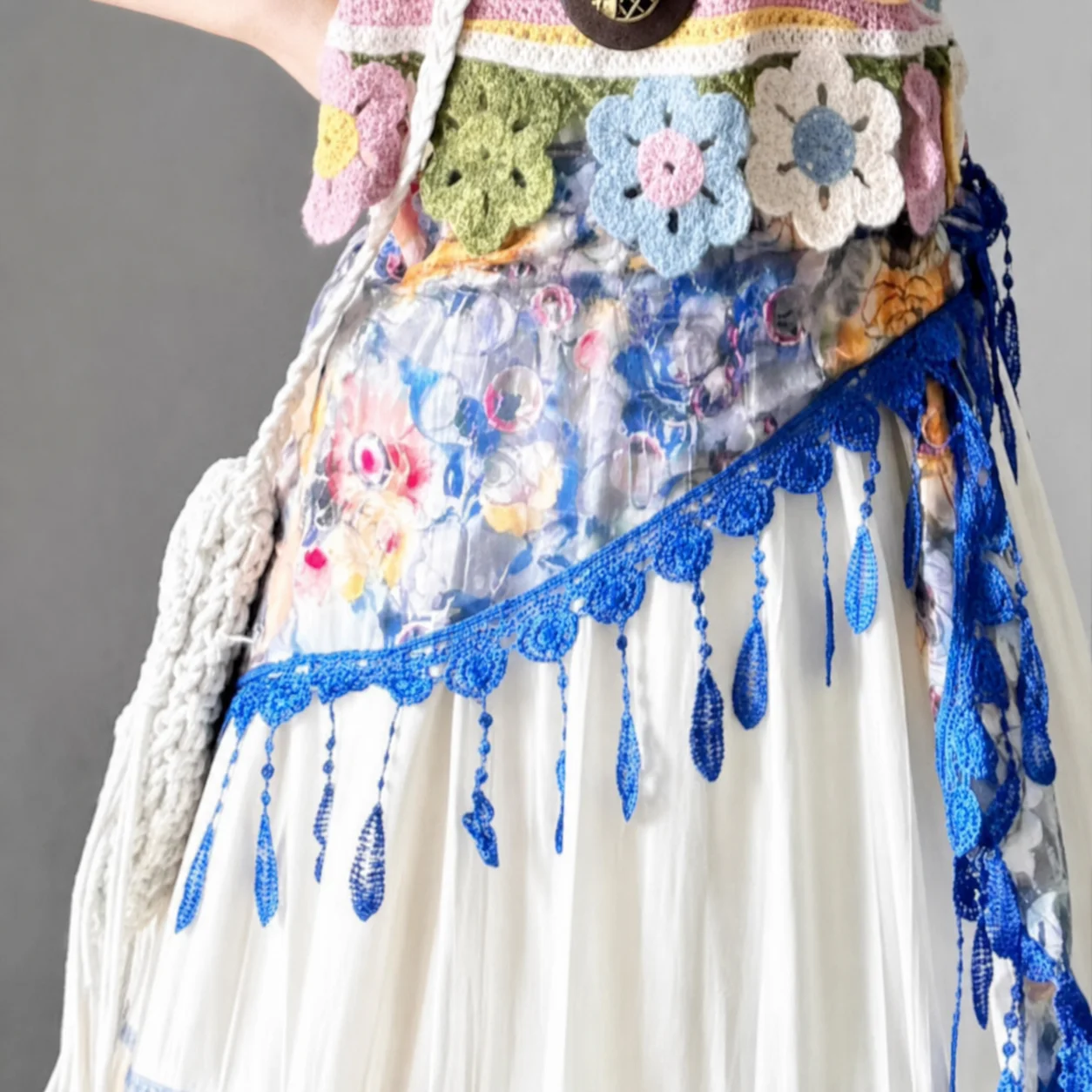 Winter Ethnic Fashion For Women - Kanten bloemenkummerband Boheemse laagjesaccessoire heupsjaal Etnische