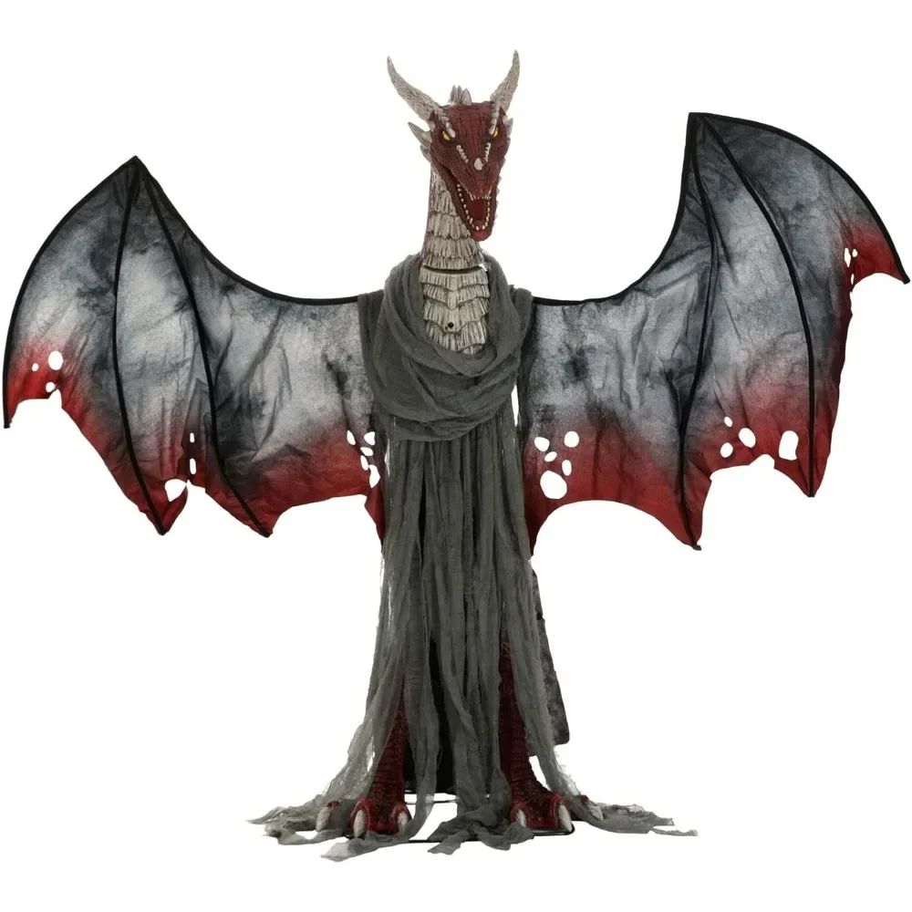 

Halloween Decoration 6FT Brimstone Dragon Outdoor, Motion Activated Light-Up Eyes Animated Head and Wings Halloween Decoration