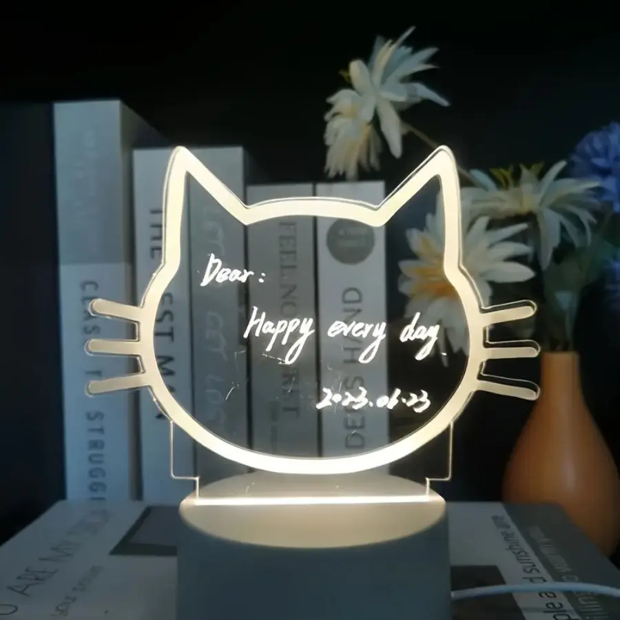 A repeatable writing cat face shape LED writing board, room living room work table computer notepad