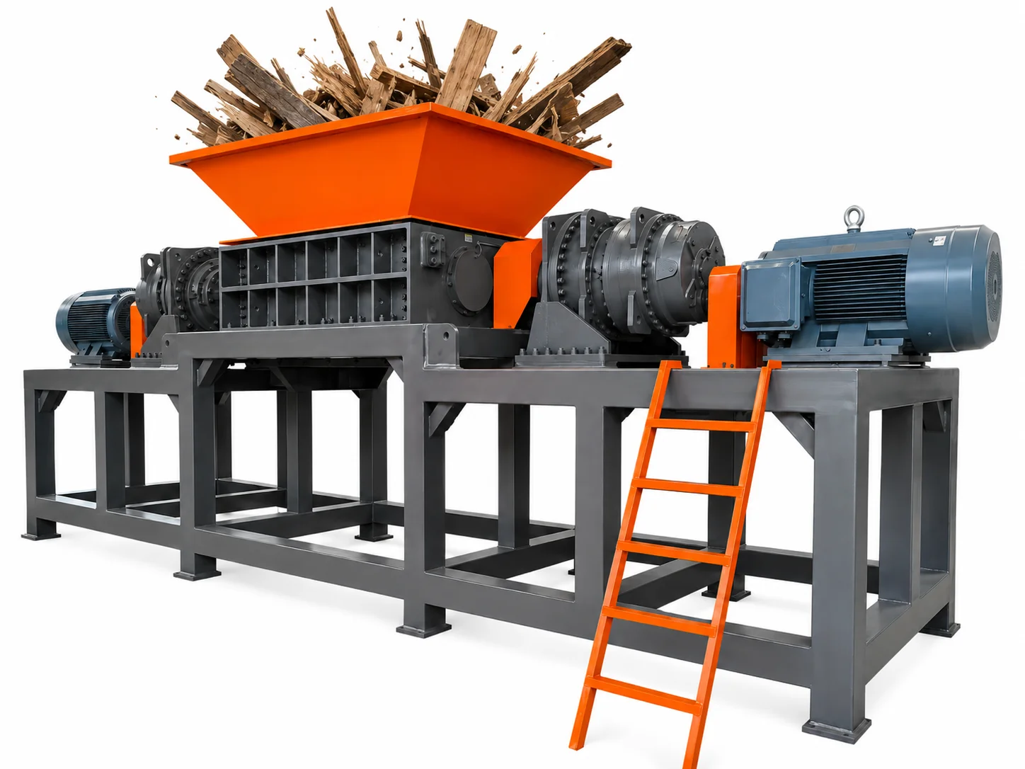 Automatic Industrial Twin Shaft Shredder Machine Crusher for Rubber Tyre Plastic Wood Waste Scrap Metal Recycling