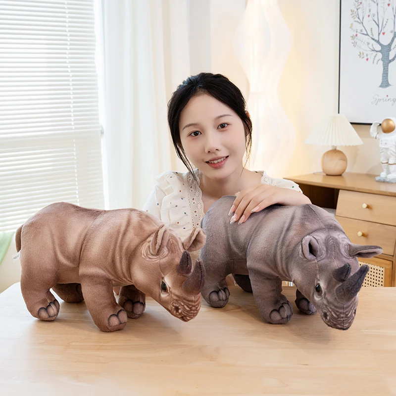 30/45CM Simulation Rhinoceros Plush Toys Soft Stuffed Animal Doll Lifelike Rhinoceroses Toys Furniture Decoration Ornaments