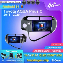 Android 16 Carplay Auto Car Radio Multimedia Player For Toyota AQUA Prius C 2018 2019 2020 Autoradio GPS Stereo 2din Head Unit