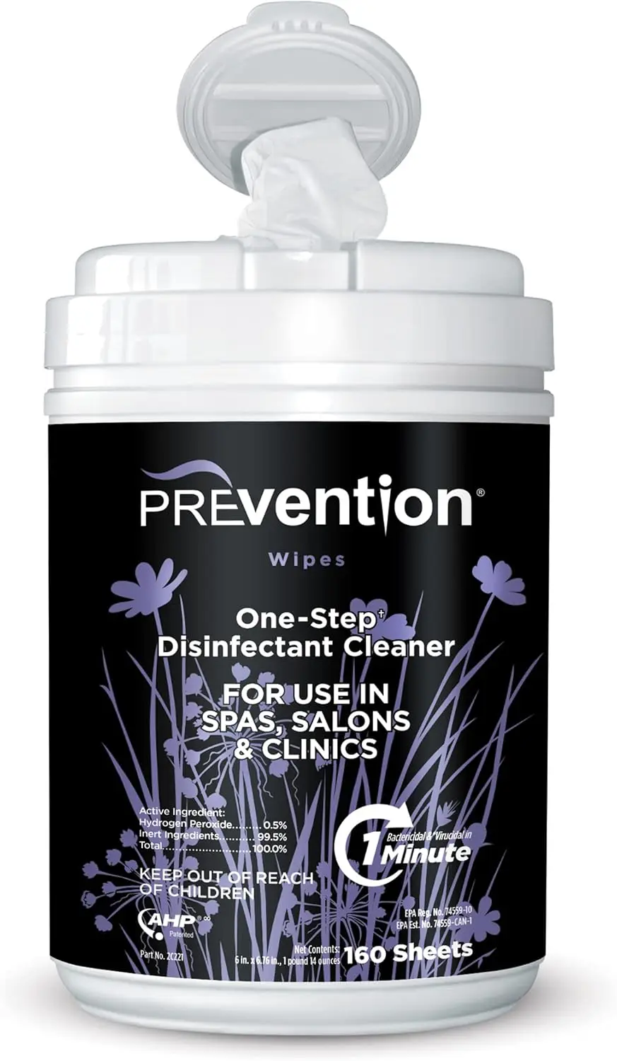 

Hospital Grade Disinfectant Wipes - 160 Count Canister for Salons, Spas, Yoga Studios & Wellness Centers