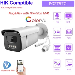 Kompatybilna z Hikvision kamera IP 5MP 8MP ColorVu wbudowany mikrofon IR30M kamera IP do monitoringu Plug&Play z widokiem aplikacji HIK NVR